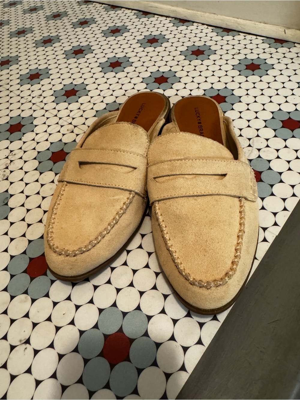 Lucky Brand Light Tan Suede Slip-On Penny Loafers